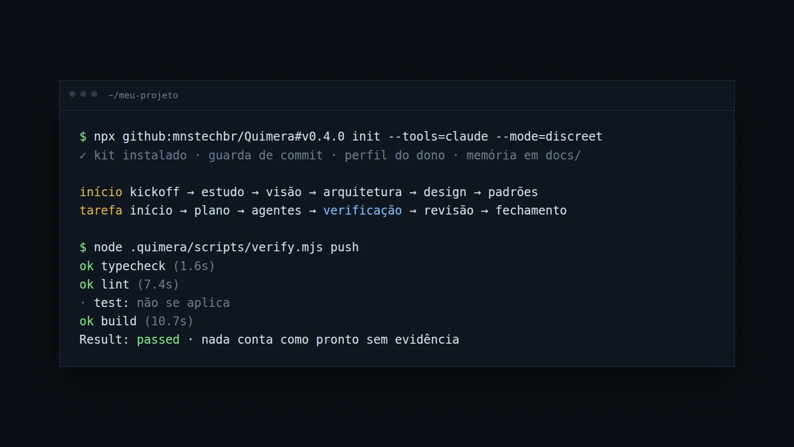 Tela do projeto Quimera